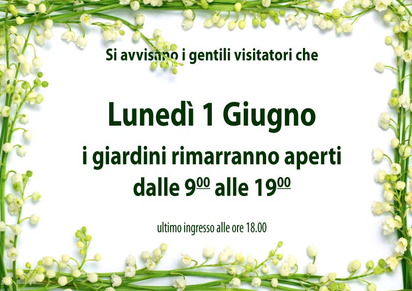 Apertura straordinaria, lunedì 1 giugno 2026, dalle 9 alle 19