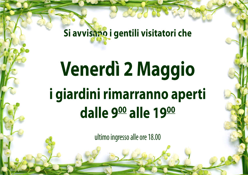 Apertura straordinaria, venerdì 2 maggio 2025, dalle 9 alle 19