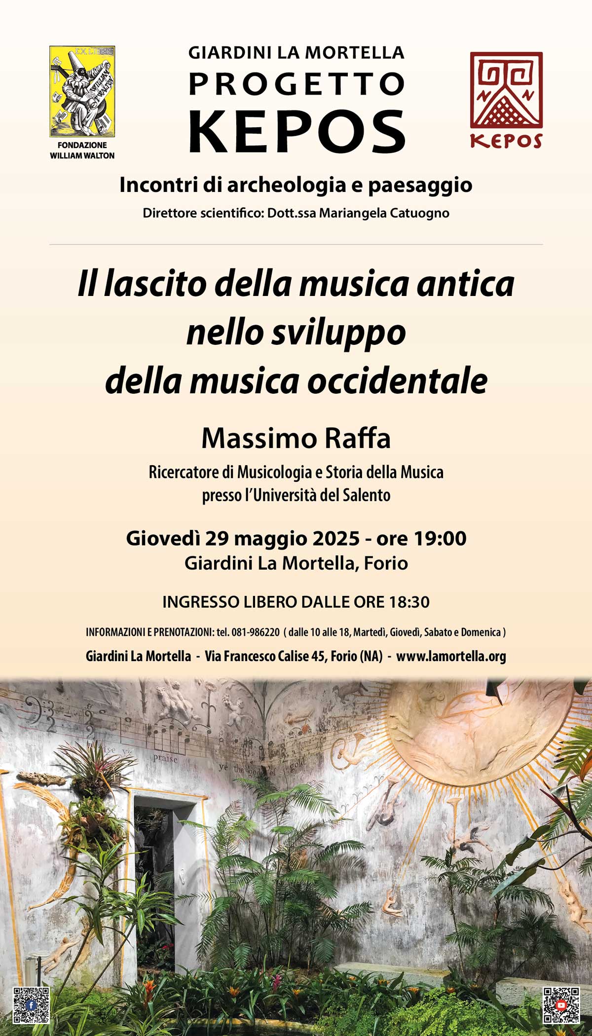 Progetto KEPOS "Paesaggi e Archeologia" 2025: II appuntamento, 29 maggio ore 19:00 ai Giardini La Mortella