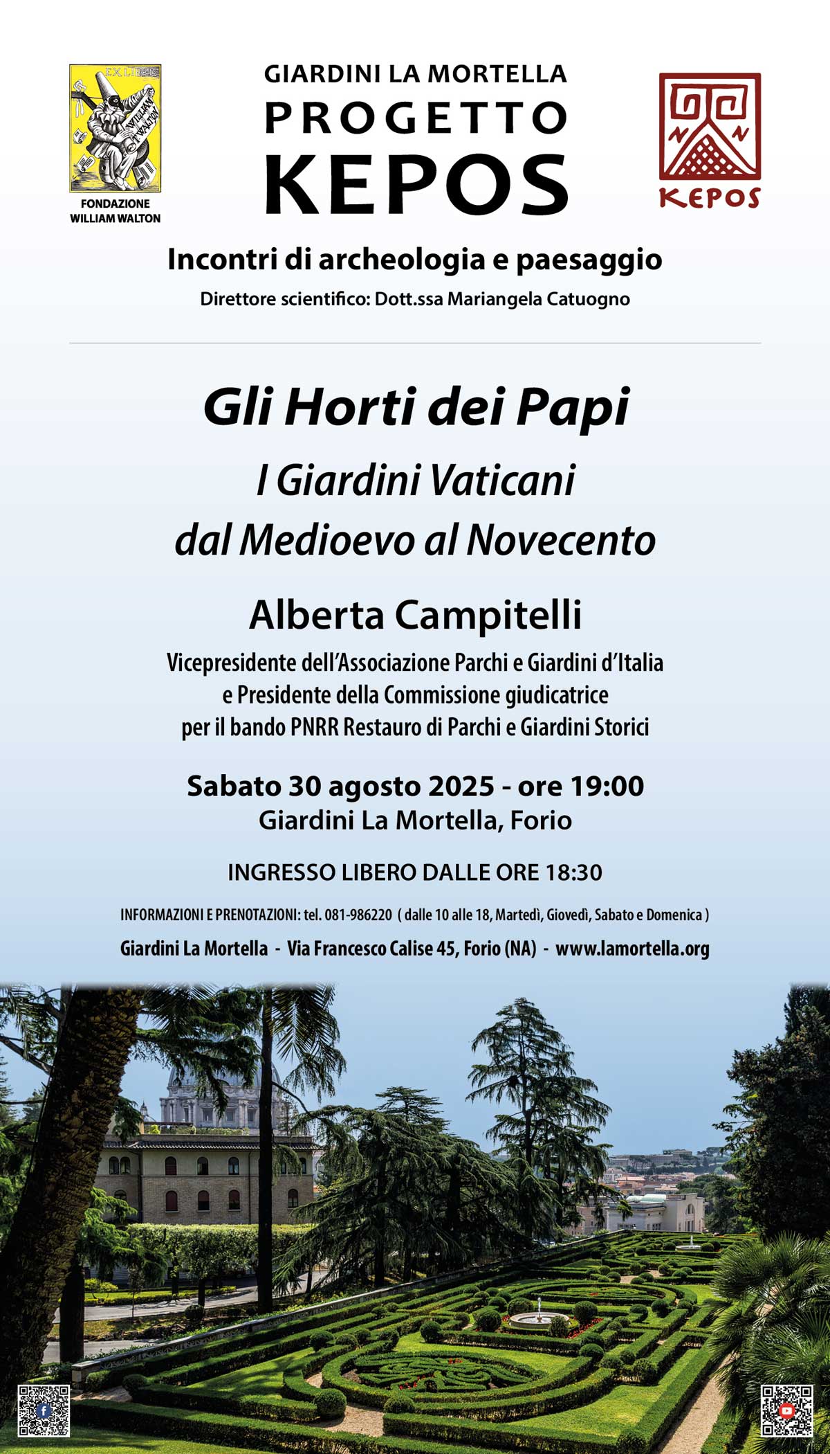 Progetto KEPOS "Paesaggi e Archeologia" 2025: VI appuntamento, Gli Horti dei Papi: i Giardini Vaticani dal Medioevo al Novecento