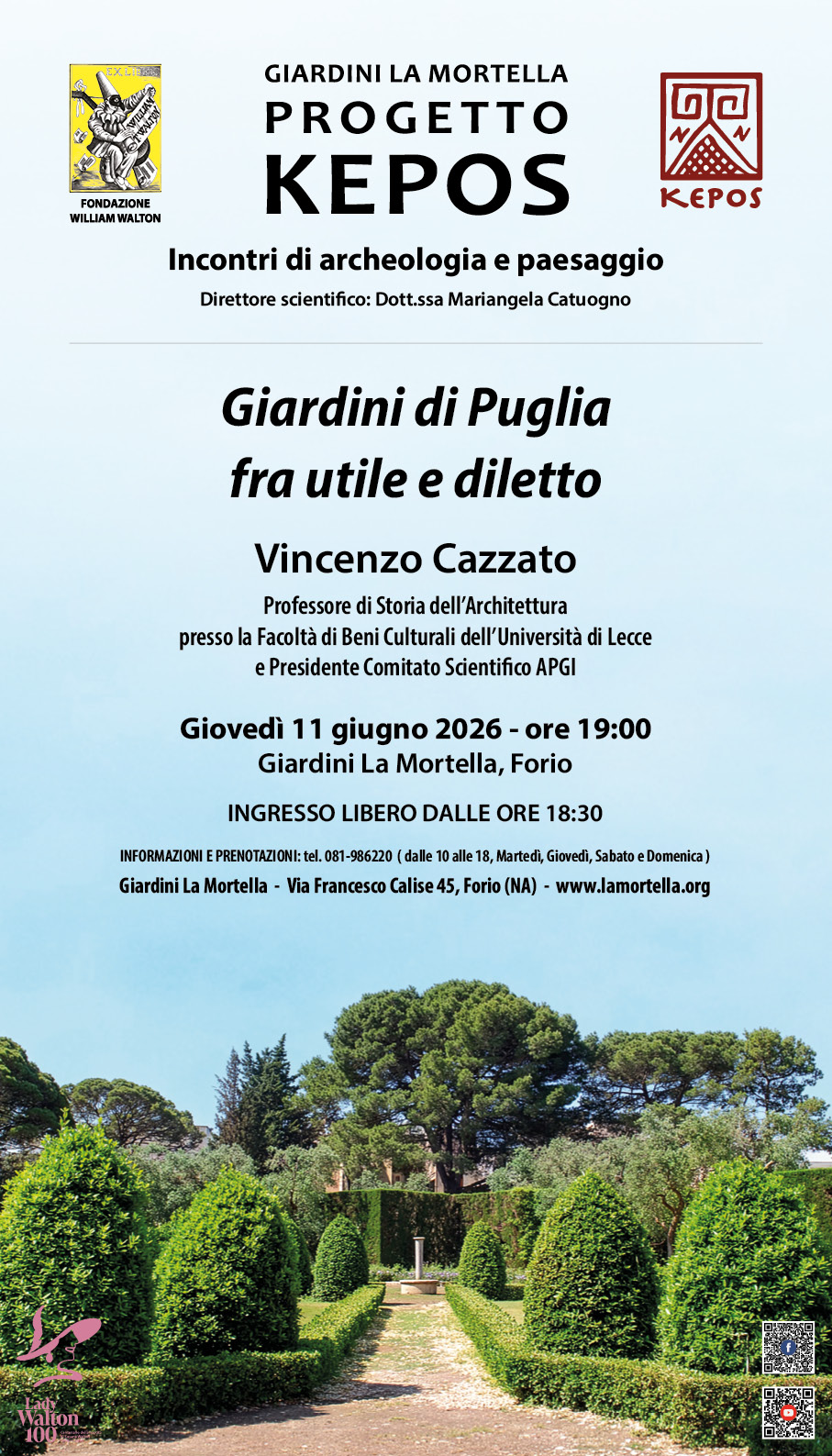 Progetto KEPOS "Paesaggi e Archeologia" 2026: IV appuntamento, 11 giugno ore 19:00 ai Giardini La Mortella