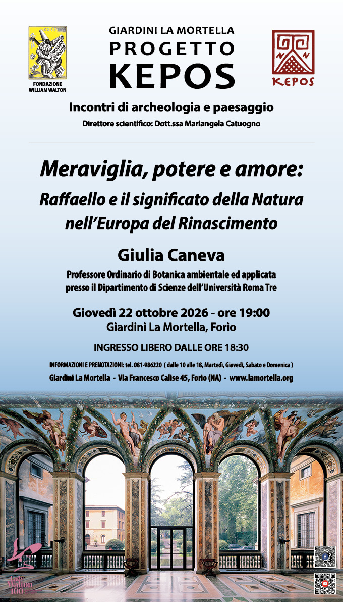 Progetto KEPOS "Paesaggi e Archeologia" 2026: VIII appuntamento, 22 ottobre ore 20:00 ai Giardini La Mortella